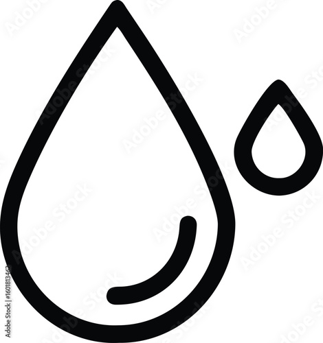 Water Drop: A minimalist, bold line illustration of a water drop, rendered with crisp, clean lines, representing purity, freshness, and the essence of life.