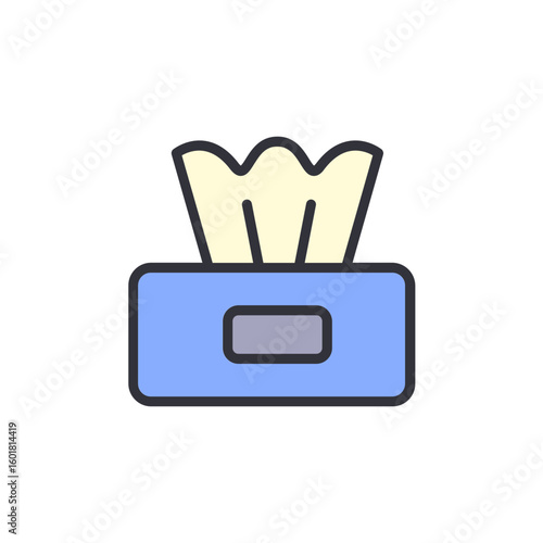 Illustration Of Tissue Box With Facial Tissues On Transparent Image