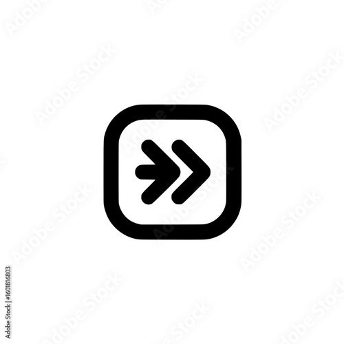 Rounded square icon with double right arrows, indicating fast-forward or skip navigation in user interfaces.