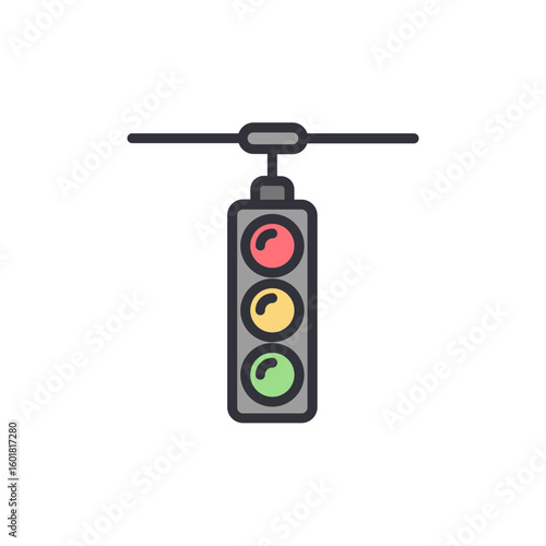 Isolated Traffic Light With Red Yellow And Green Lights On Transparent