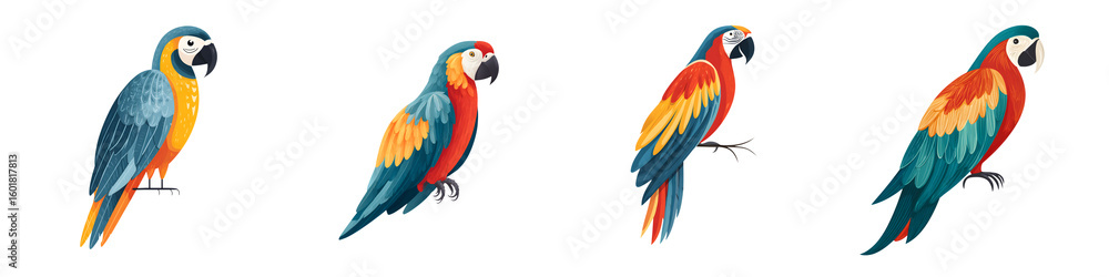 Fototapeta premium Colorful Macaw Parrot: Tropical Bird Isolated on White