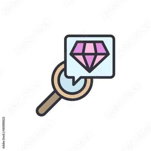 Diamond Appraisal With Magnifying Glass On Transparent Illustration