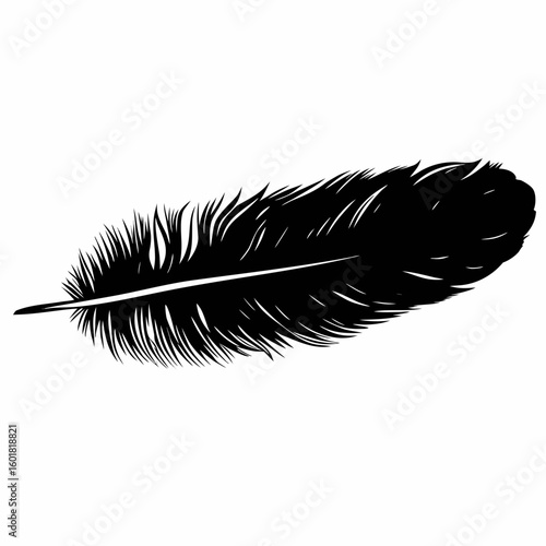 Feather isolated on white background simple vector illustration of a single soft plume from a bird