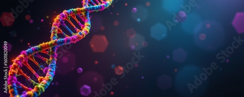 Vibrant Double Helix Molecule Dark Background