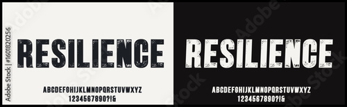 Condensed grunge and texture vector font. Alphabet uppercase and number with urban style. Typography for poster, music, fashion, and movie.