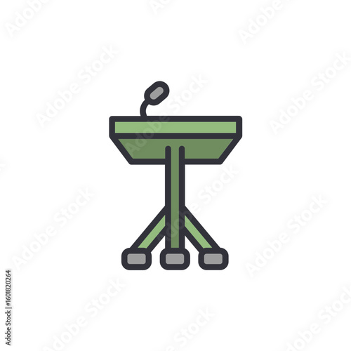 Presentation Podium With Microphone For Public Speaking Event Icon