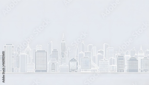 white cityscape illustration with white building outline in white background illustration