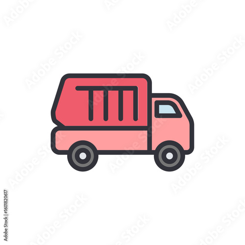 Illustration Of A Cute Light Red Truck Isolated On Transparent Backdrop