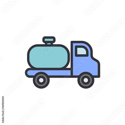 Stylized Water Tank Truck Icon With Rounded Design On Transparent Canvas