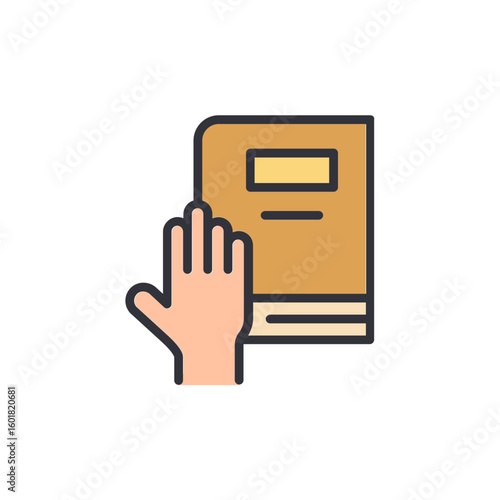 Foto Hand On Book Symbolizing An Oath In A Court Of Law Concept