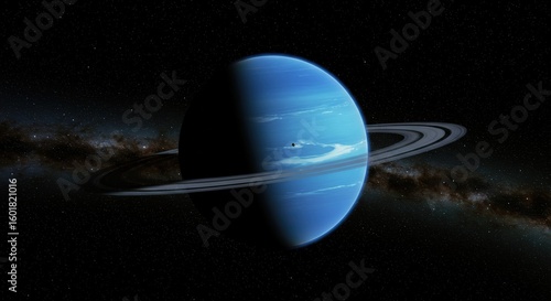 Stock photo of uranus with rings in deep space for astronomy and science education content creation