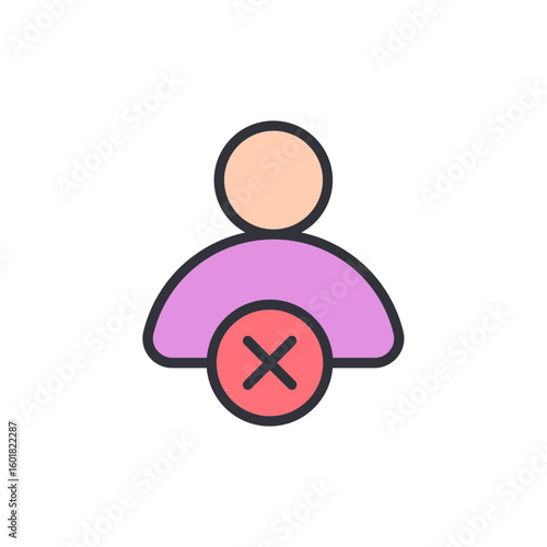 User Account Deletion Symbol With X Mark Icon On Transparent Background