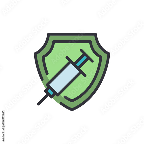 Vaccination Shield Concept Depicting Protection And Immunization