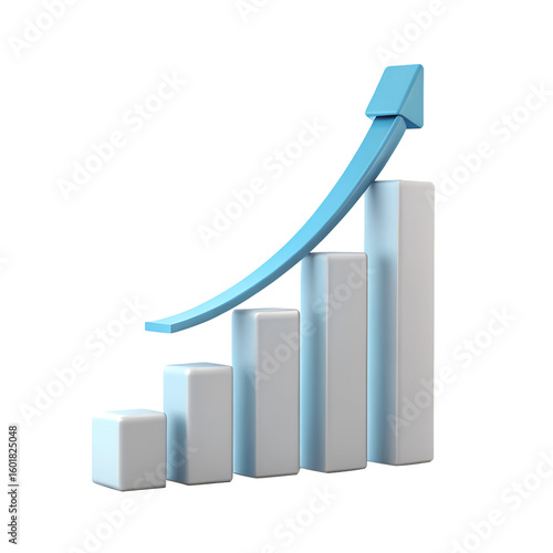 A 3d bar chart with an upward trending blue arrow isolated on transparent background Free Download A 3d bar chart with an upward trending blue arrow isolated on transparent background - GFXLoad