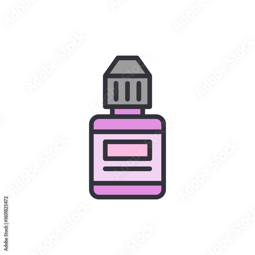 Pink Liquid Container With Dropper For Eye Care Isolated On White