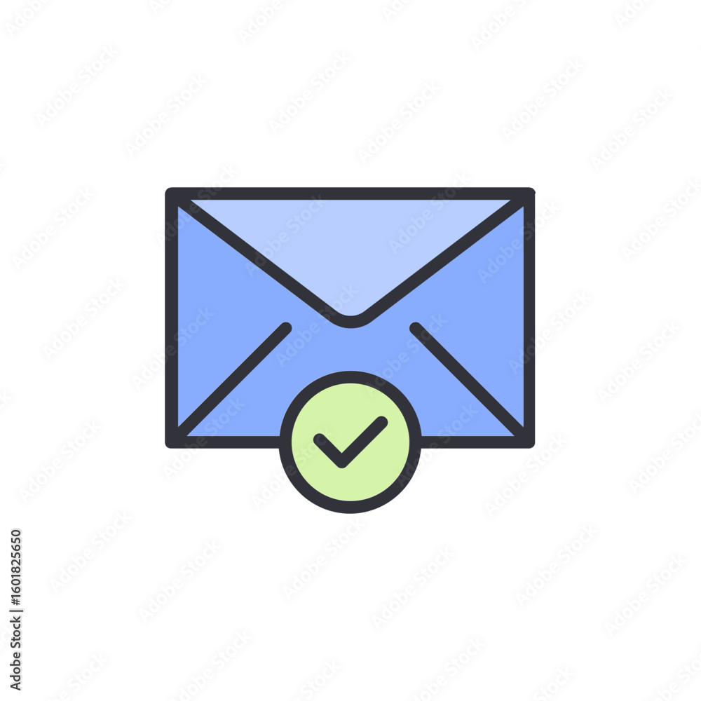 Light Blue Envelope With Green Check Mark Against Transparent Backdrop Light Blue Envelope With Green Check Mark Against Transparent Backdrop