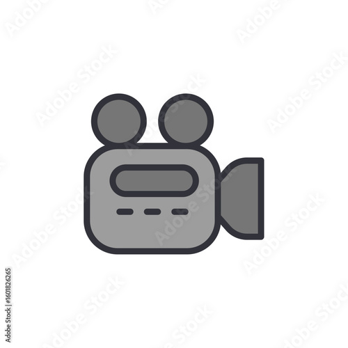 Retro Film Camera Icon With Dual Reels On Transparent Background