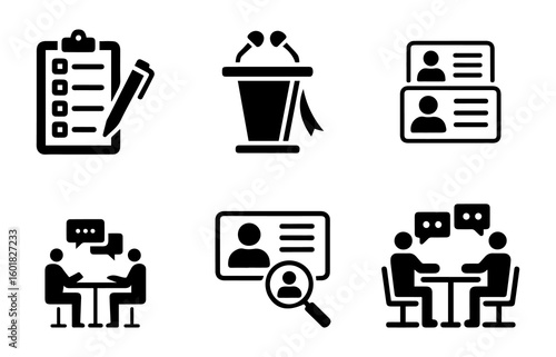 Business Communication and Interview Icons.