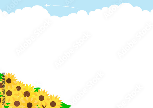 夏空と向日葵の背景