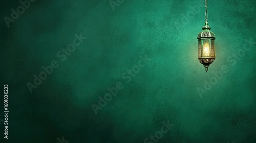 Hanging lantern teal background