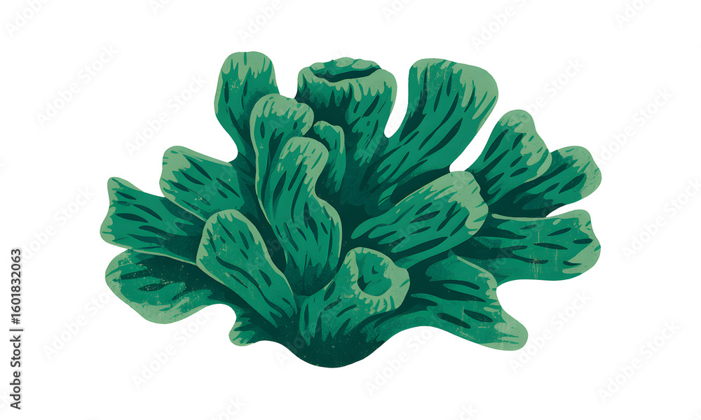 Obraz premium Illustration of Vibrant Green Coral on a Transparent Background Marine Life Underwater Sea Creature