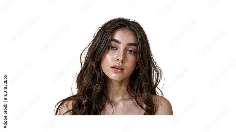 Beautiful Young Woman with Long Brown Hair and Clear Skin Beautiful Young Woman with Long Brown Hair and Clear Skin