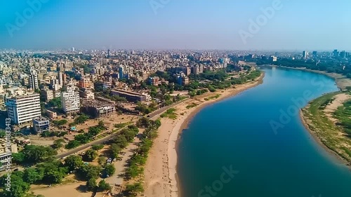 Wallpaper Mural Urban cityscape with river and beach Torontodigital.ca