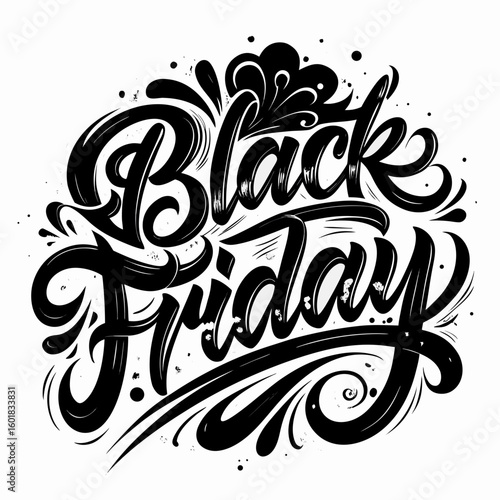 Dynamic Black Friday lettering announces major sales event with bold artistic flair and exciting promotional potential.
