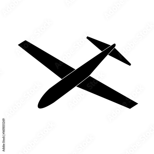 Silhouette a glider plane with wings extended tail fins aircraft aviation