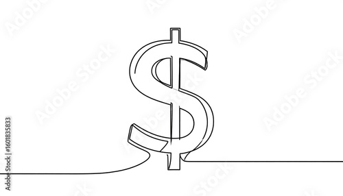 Continuous line drawing of a dollar sign (1)