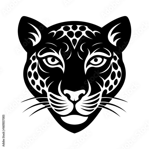 Silhouette a stylized leopard head with tribal markings animal wild