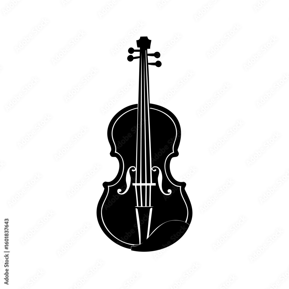 Fototapeta premium Silhouette a violin with f-holes strings music instrument