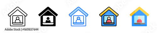 Remote Working Icon Set Multiple Style Collection