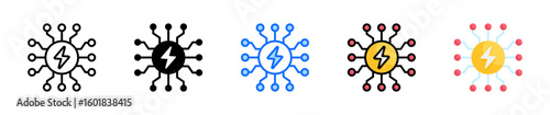 Smart Grid Icon Set Multiple Style Collection