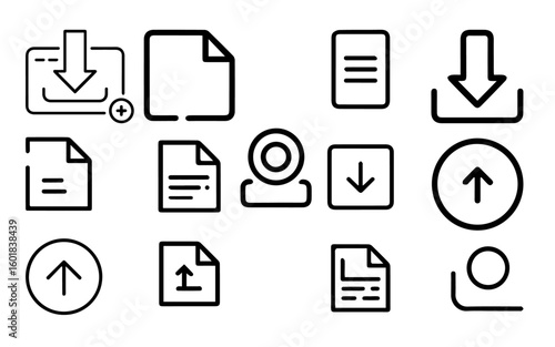 file and document Icons. Simple line art style icons pack. Vector