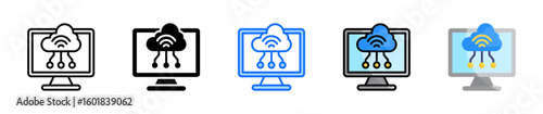 Cloud Computing Icon Set Multiple Style Collection