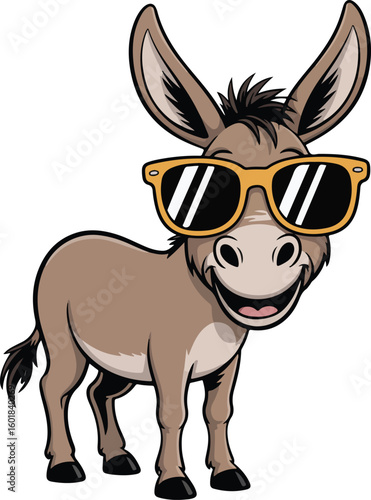 A cool donkey wearing sunglasses and posing for the camera Transparent png vector