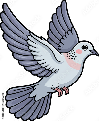 A dove spreading its wings in a gesture of peace. Transparent png vector