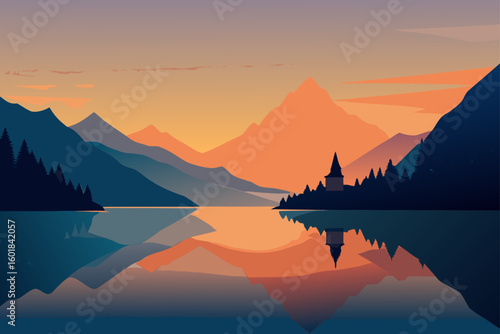 sunrise over the lake