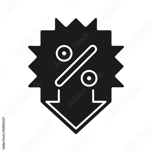 Percent down vector silhouette illustration isolated on white background
