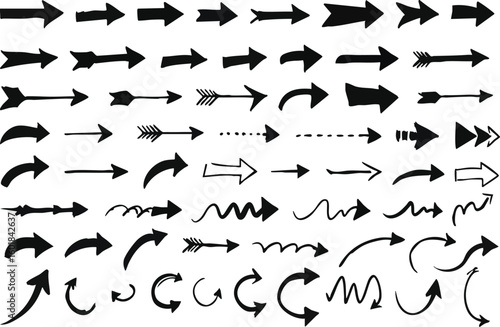 A Collection of Hand Drawn Arrow Graphics in Different Shapes
