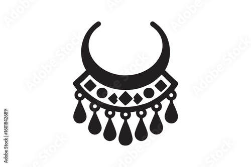 Ethnic Jewelry icon silhouette vector with white background