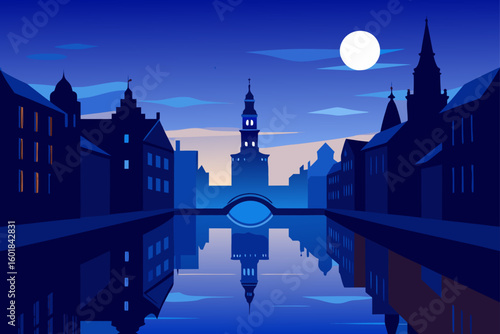 night view of the old town