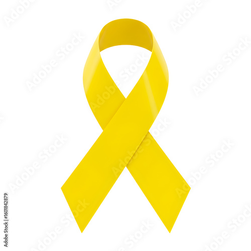 Bright yellow awareness ribbon symbolizing hope, support, and solidarity for important causes