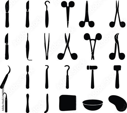 A Collection of Surgical Instruments and Medical Tools for Procedures