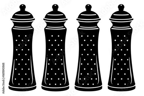 set of Pepper shaker vector silhouette illustration isolated on white background