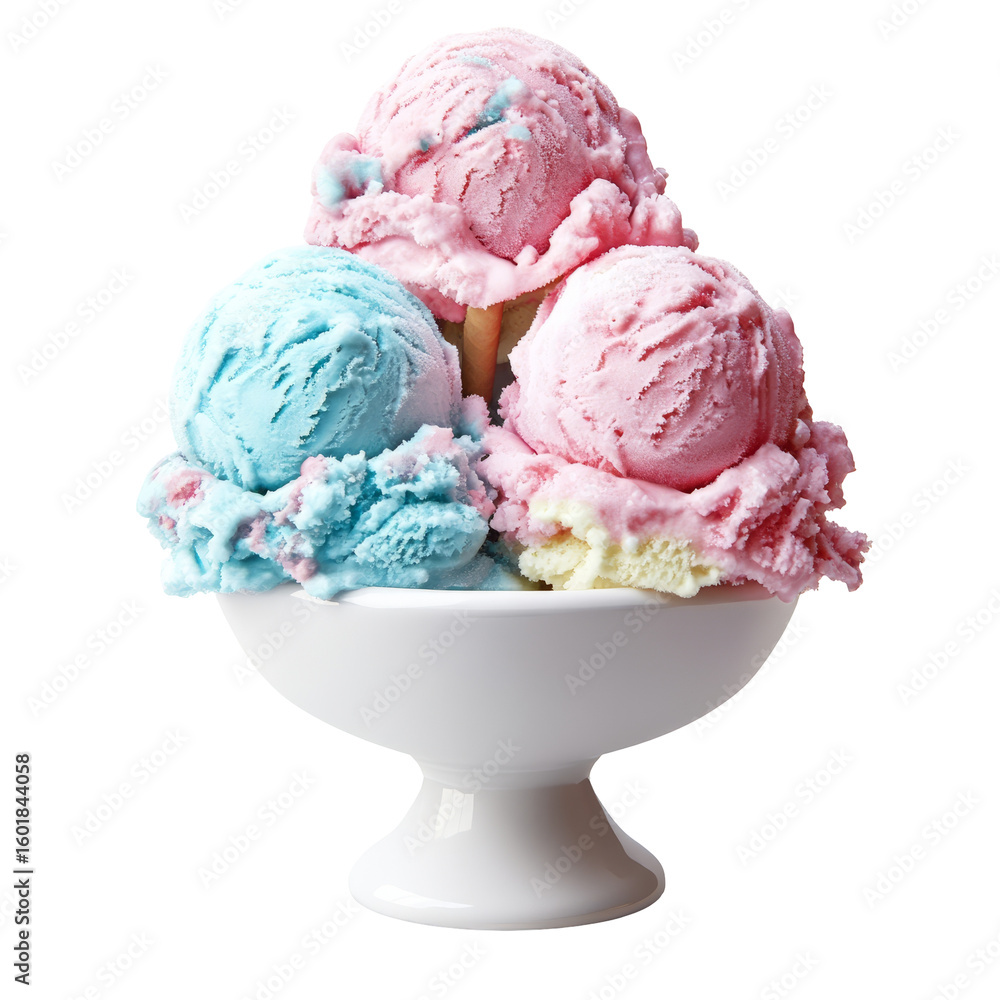 Colorful Ice Cream Scoops In A White Bowl. Sweet Treat For Summer Vibes. Colorful Ice Cream Scoops In A White Bowl. Sweet Treat For Summer Vibes.