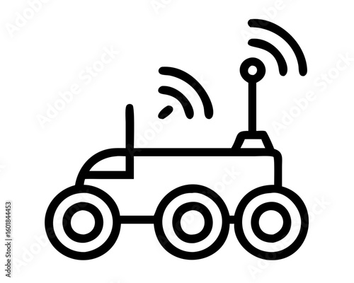Outline of a mars rover with antenna and signals silhouette
