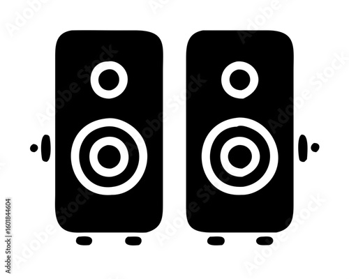 Pair of stereo speakers in a minimalist silhouette