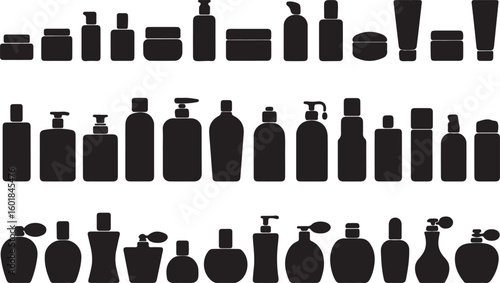 Cosmetic Bottles Jars and Sprays Vector Illustration